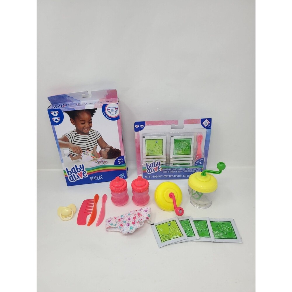 Big Lot Of Hasbro Baby Alive Doll Clothes Diapers Bottles Food & Accessories